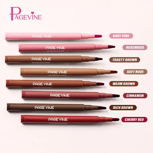 Blushimmer waterproof matte lipliner pencil outlining lips with high color payoff, moisturizing, long-lasting cosmetic for defined lip shape