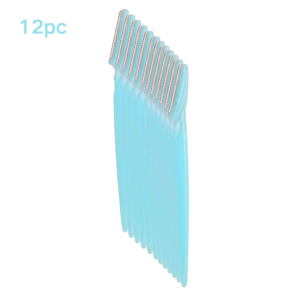 Blushimmer eyebrow trimmer with portable face razor and hair removal blades, close-up of shaver cutter and replacement blades.