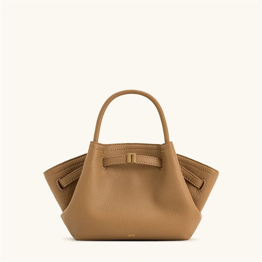 OBA women's brown canvas mini crossbody shoulder bag with adjustable strap and front pocket, stylish and compact for everyday use.