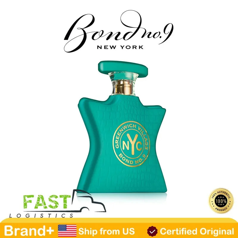 Bond No. 9 Greenwich Village unisex Eau de Parfum 100ML bottle with elegant packaging, showcasing a long-lasting natural fragrance.
