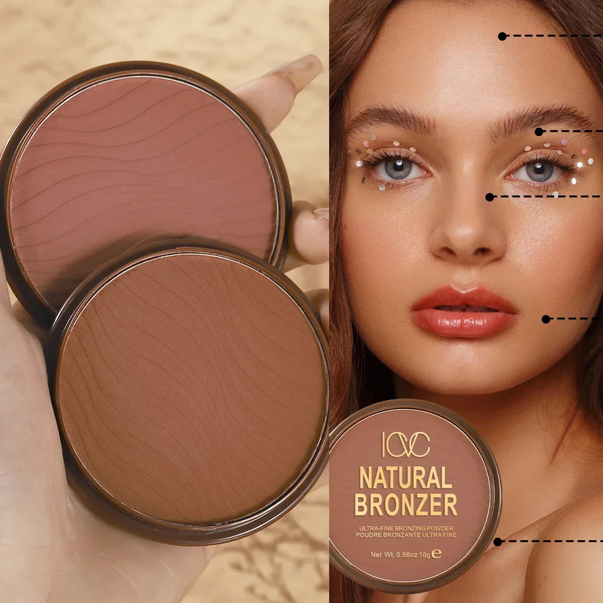 Blushimmer dark skin bronzer contour palette with matte brown shades and cheek profile powder for natural face modification