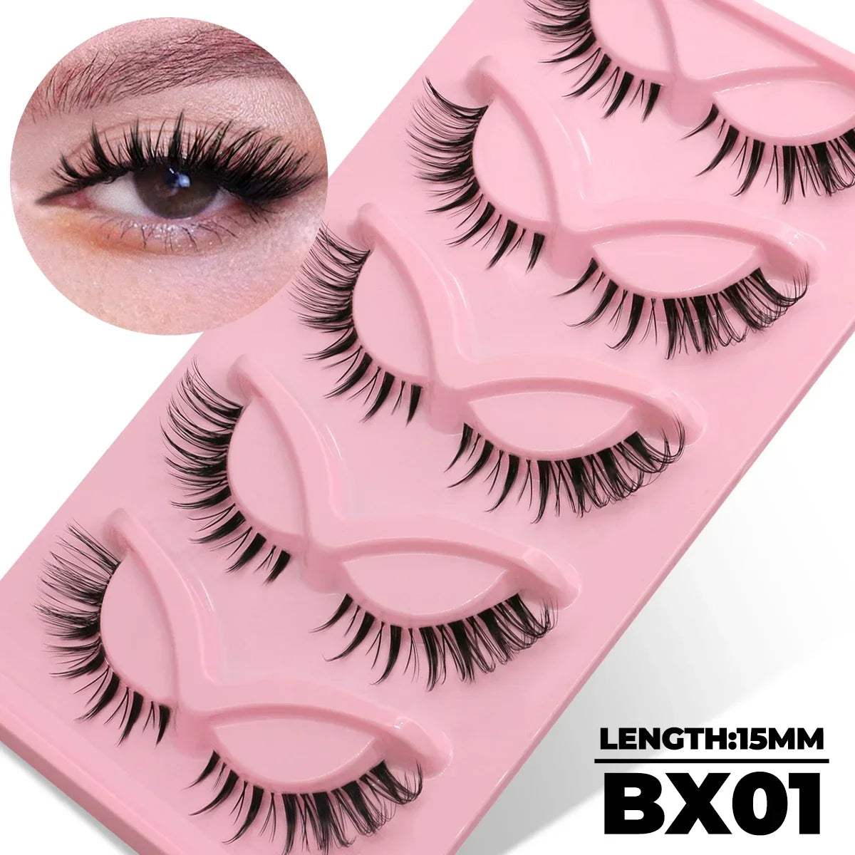 Blushimmer Veltrinay Cat Eye Faux Mink Lashes with clear band, wispy natural look, false eyelashes for makeup enhancement