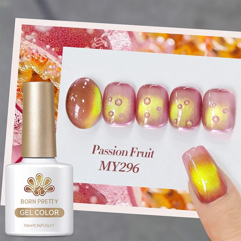 Born Pretty 10ml purple grape cat magnetic gel nail polish with glass beads, featuring a fruit-inspired design and whitening effect.