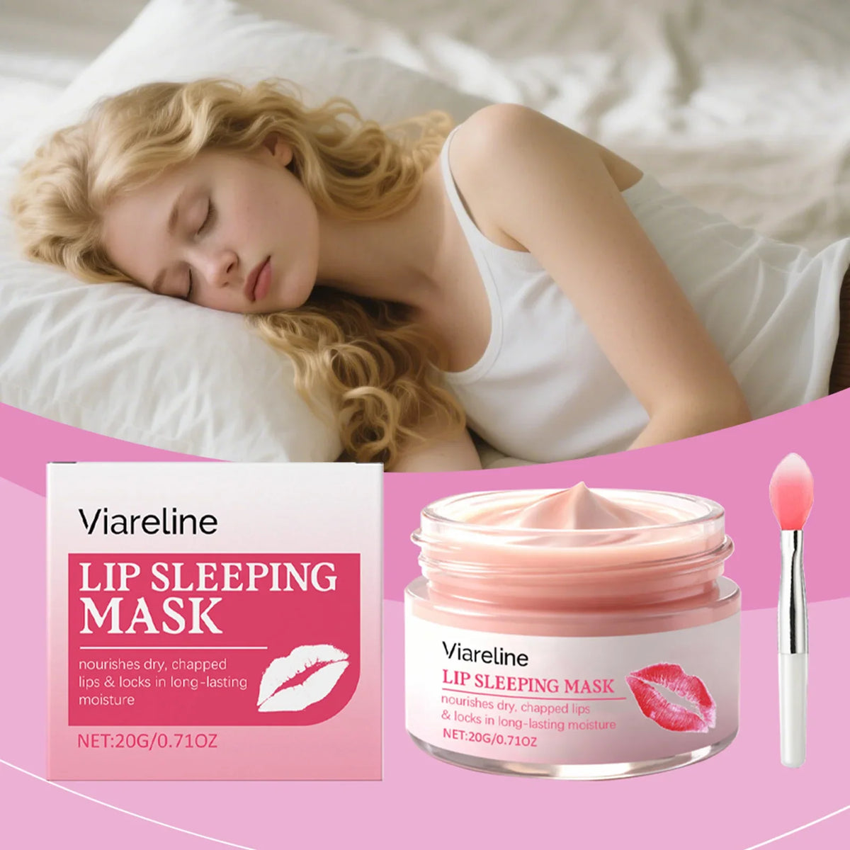 Blushimmer 20g overnight hydrating lip mask for dry, chapped lips, deep nourishing treatment for soft, plump lips.