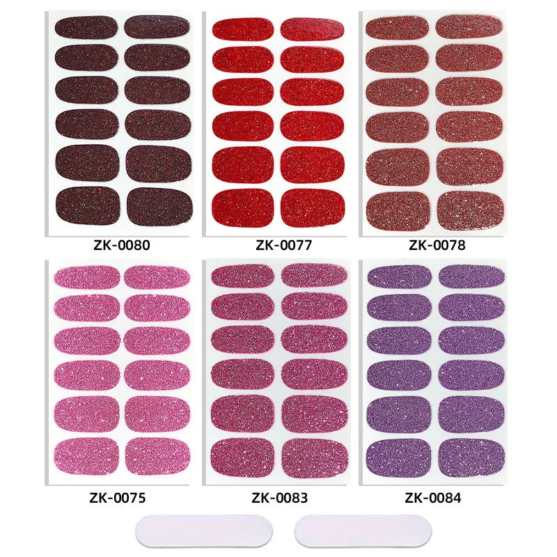 Gradient cat eye style nail art stickers by Blushimmer, 16-piece waterproof glitter self-adhesive false nail decals.