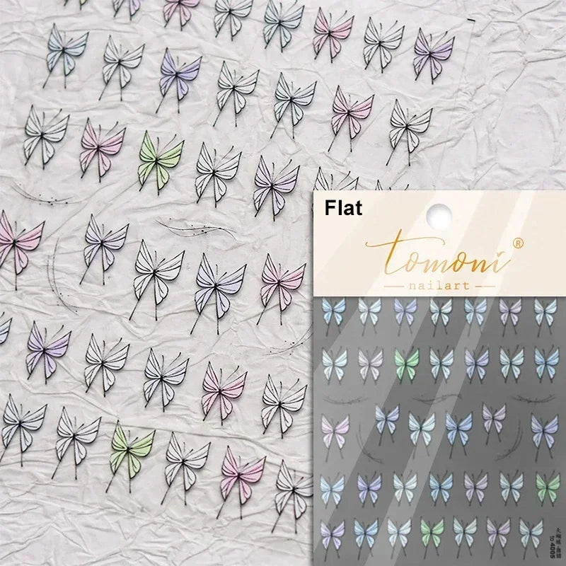 Shiny Jelly Butterfly 5D nail art sticker with rhinestones and insect design, ideal for DIY manicure decorations.