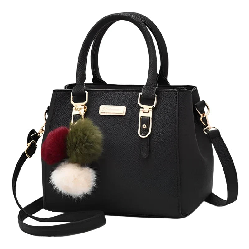 Leather women's vintage tote crossbody handbag by LPO, featuring a classic design with adjustable strap and spacious interior.