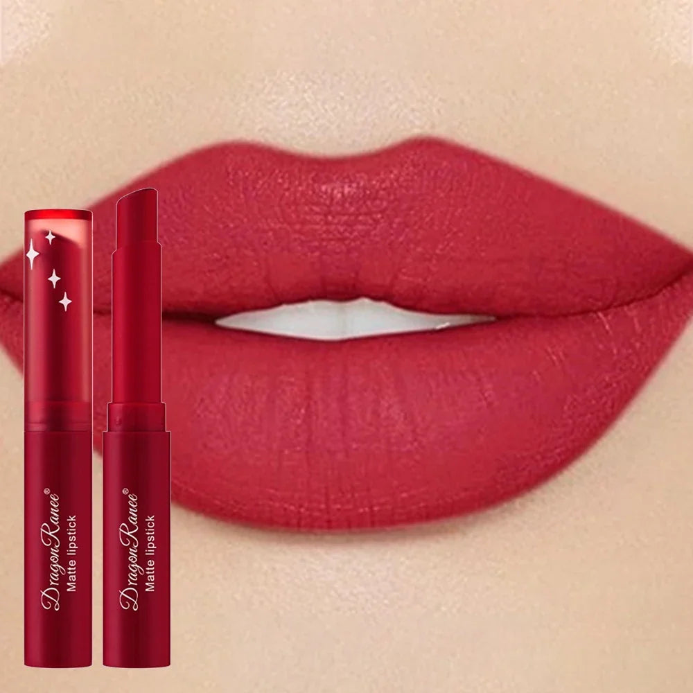 Blushimmer nude matte waterproof lipstick in sexy red velvet shade, long-lasting lip color for women, makeup cosmetic product