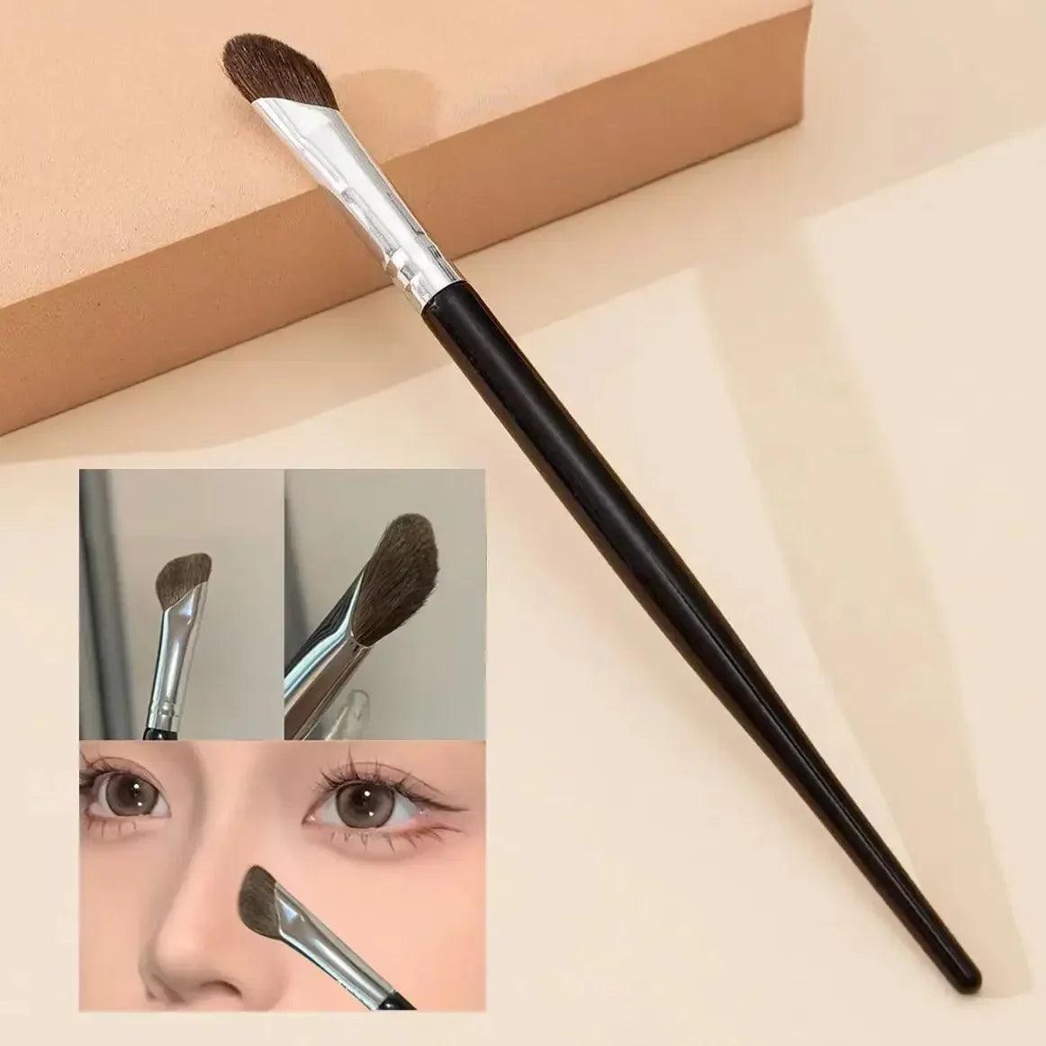 Blushimmer 3D Contour Nose Shadow Brush with angled tip for precise makeup application, portable design for travel and beginner use