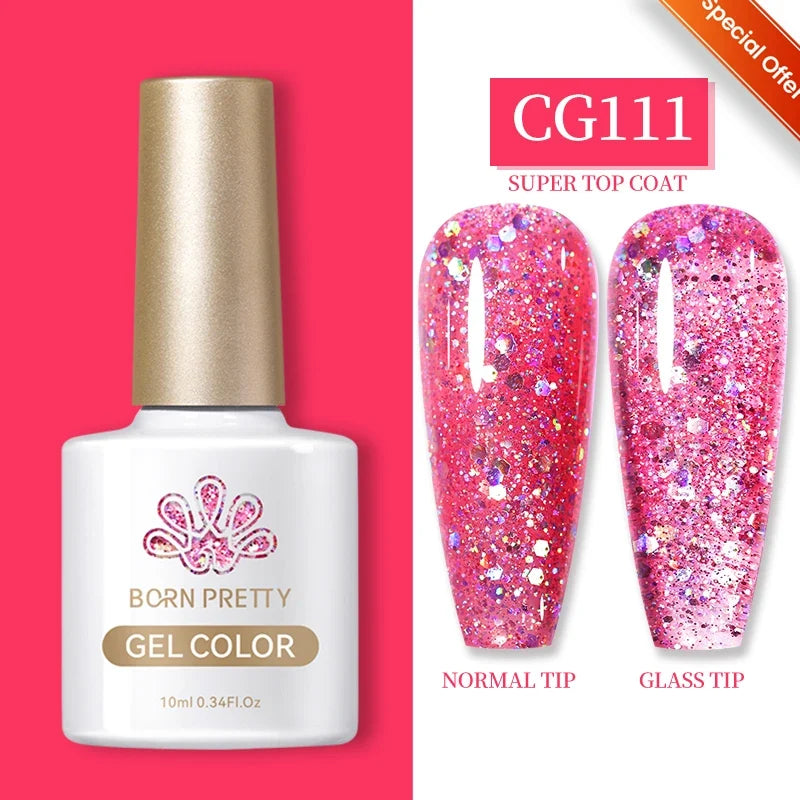Silver carat glitter gel nail polish by Blushimmer with reflective sparkle and ultra-shine finish for UV nail art.