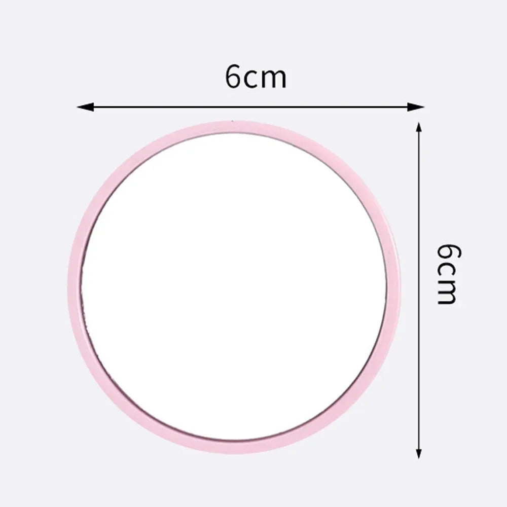 Round pocket mirror by Blushimmer featuring a customizable logo with red, pink, white, and black colors, ideal for wedding souvenirs.