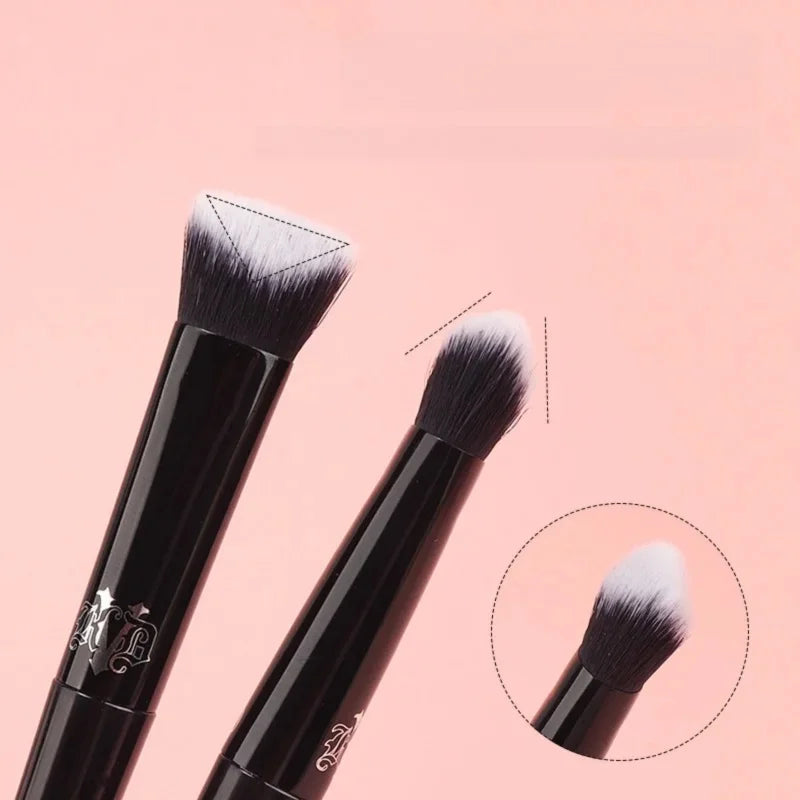 Blushimmer concealer makeup brush with soft fiber bristles and elegant black handle, ideal for powder, blush, eye shadow, and foundation.