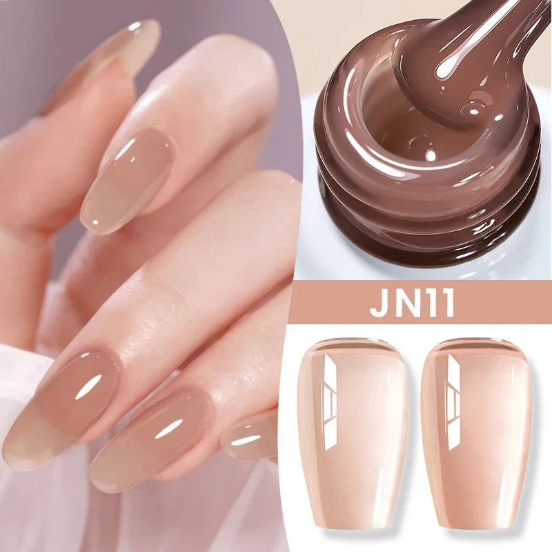 Blushimmer Born Pretty Jelly Nude Gel Nail Polish in light pink peach, 10ml translucent UV cure gel for DIY nail art at home