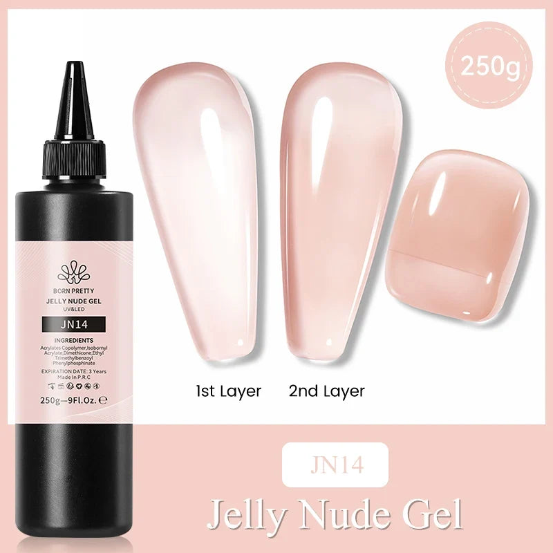 Blushimmer Born Pretty 250g black and white gel nail polish refill package with semi-permanent UV LED soak-off gel.