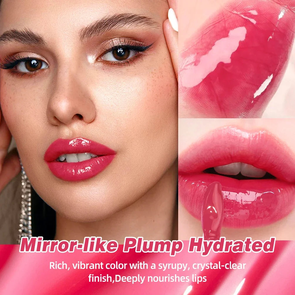 Blushimmer QIBEST Mirror Pearl Jelly Lipgloss with hydrating, lightweight, watery crystal finish on a sleek tube.