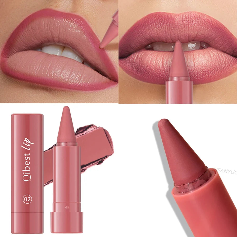 Blushimmer Twist Up Lip Liner and Lipstick Pen with blush and matte waterproof lip contour in sleek packaging