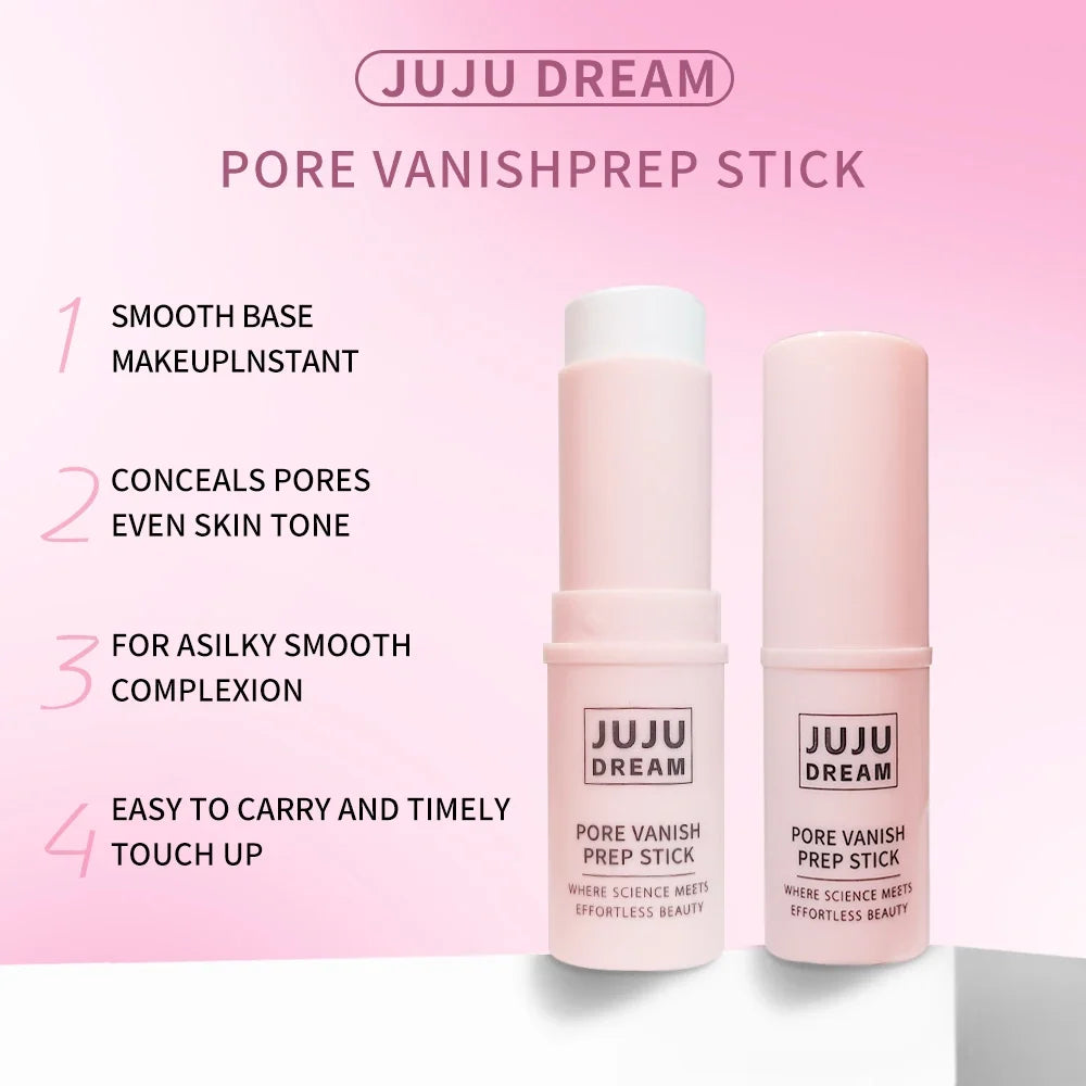 Blushimmer face primer stick with matte blur effect and shimmering texture, providing pore coverage, oil control, and a lightweight finish.