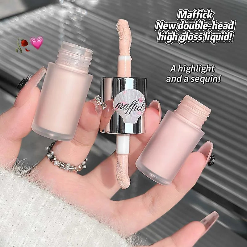 Blushimmer double-head liquid contour stick with gray brown shades for natural bronzer, highlighter, and nose shadow makeup.