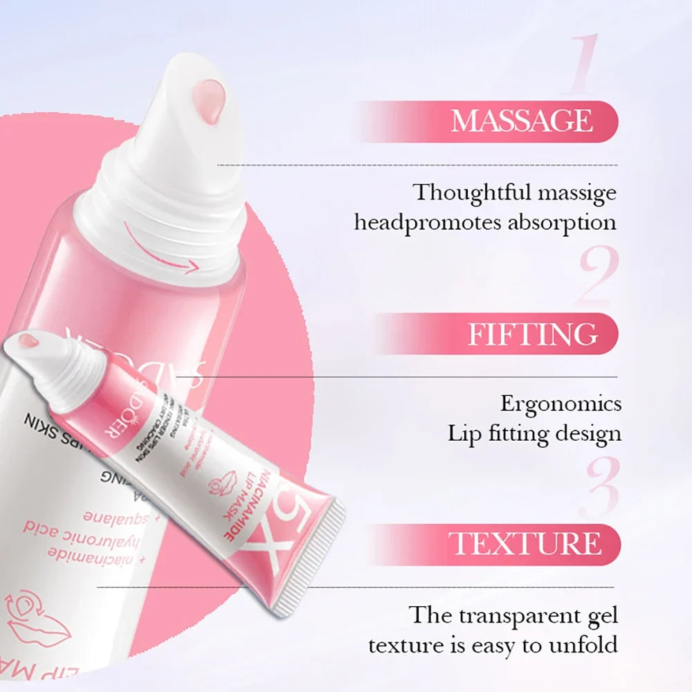 Blushimmer 5X Niacinamide Plumping Lip Mask in 10g, showing a pink, hydrating lip treatment for soft, moisturized lips.