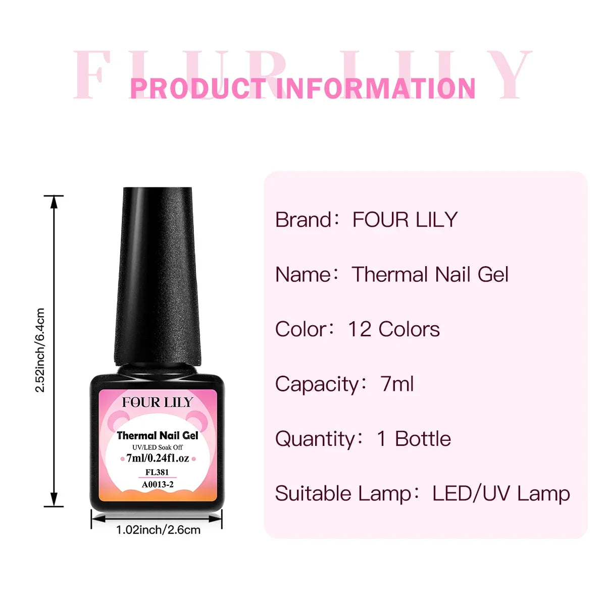 Blushimmer Four Lily 7ml thermal nail gel polish set with three color-changing semi-permanent UV/LED gel for manicures