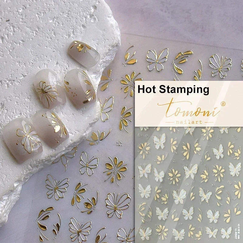 Blushimmer Jelly Butterfly 5D nail art sticker with rhinestone crystals, shiny insect design for DIY manicure decoration.