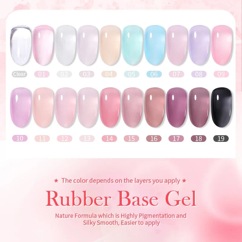 Blushimmer Born Pretty 15ml jelly nude rubber base gel in natural milky white for semi-permanent UV LED nail application.
