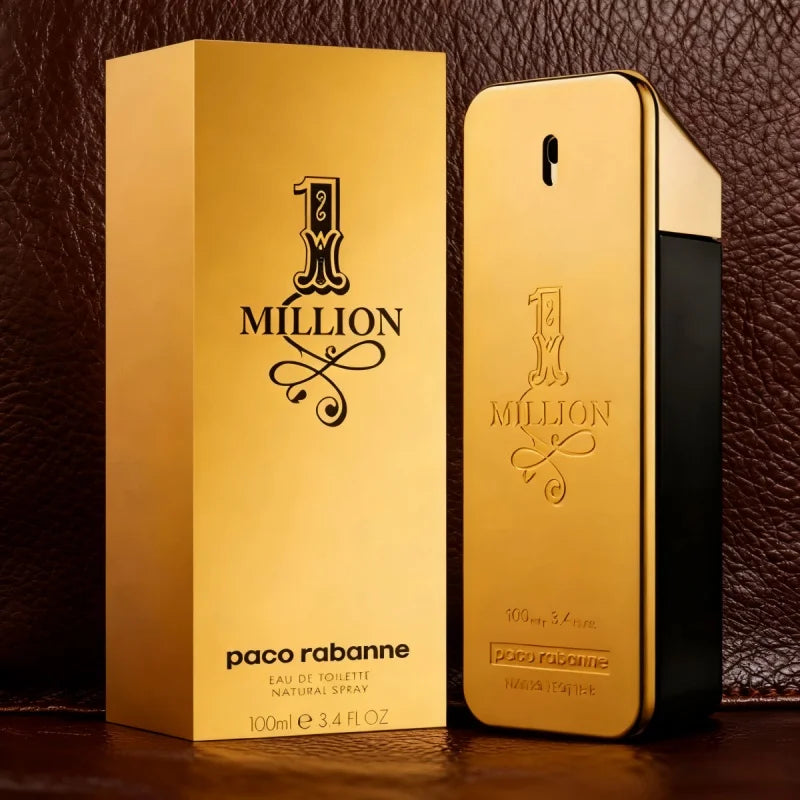 Paco Rabanne 1 Million men's Eau de Toilette tester bottle, 3.4 fl oz, long-lasting fragrance, sleek gold design.