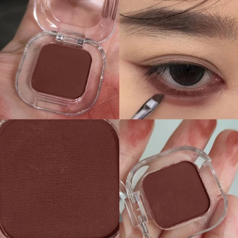 Blushimmer coral brick eyeshadow palette with matte, waterproof red brown shades and under eye makeup powder for aegyo-sal.