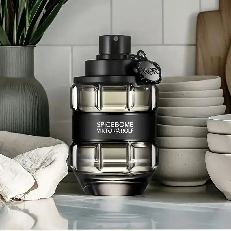 Viktor & Rolf Boom! men's perfume bottle with spicy wood, amber, and vanilla notes, 3.4 oz, high-quality fragrance by Blushimmer