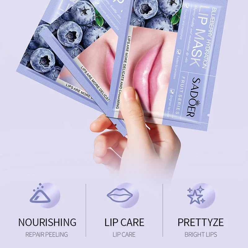 Set of 30 Blushimmer fruits lip masks with moisturizing and nourishing collagen patches for plump, healthy lips.