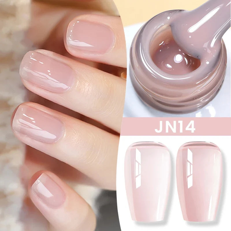 Blushimmer Born Pretty Jelly Nude Gel Nail Polish in light pink peach, translucent UV cure gel for DIY nail art at home