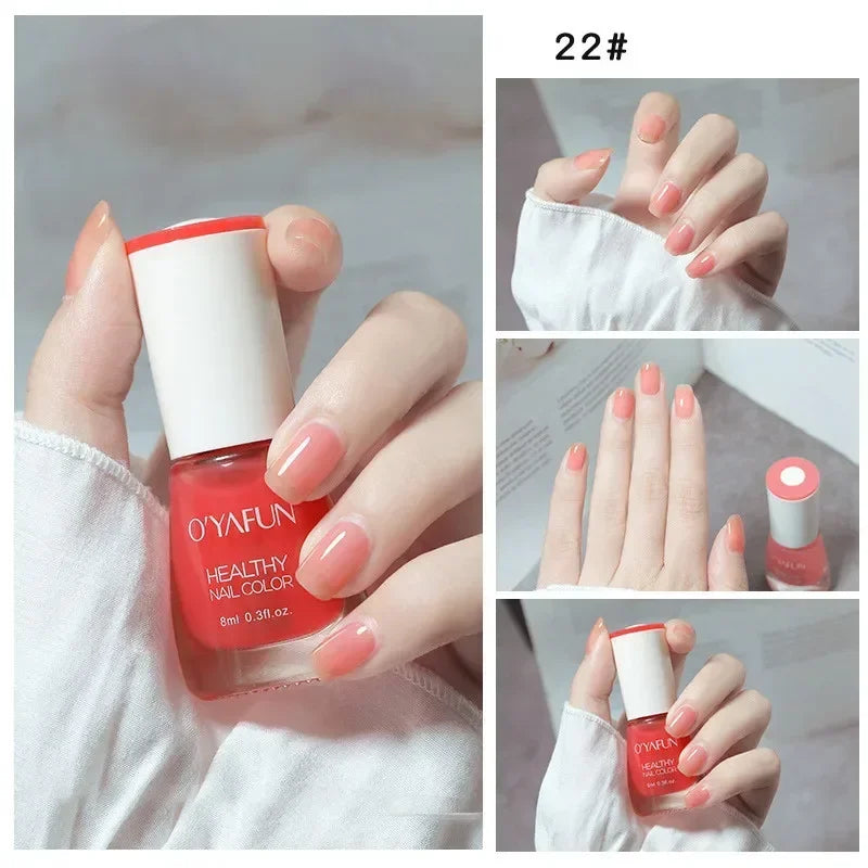 Blushimmer 8ml matte waterproof no-bake nail polish with glitter sequins, quick-dry UV varnish for nail art without a lamp.