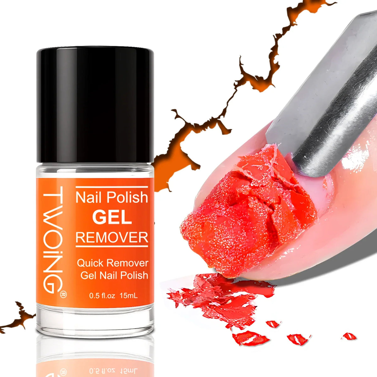 Blushimmer Twoing Nail Gel Polish Remover in 15ml bottle, quick and easy gel remover without soaking or wrapping.