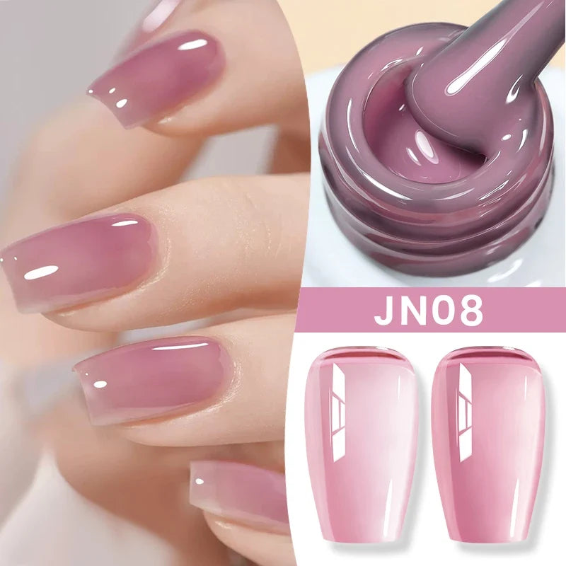 Blushimmer Born Pretty Jelly Nude Gel Nail Polish in light pink peach, 10ml, translucent UV cure gel for DIY nail art at home