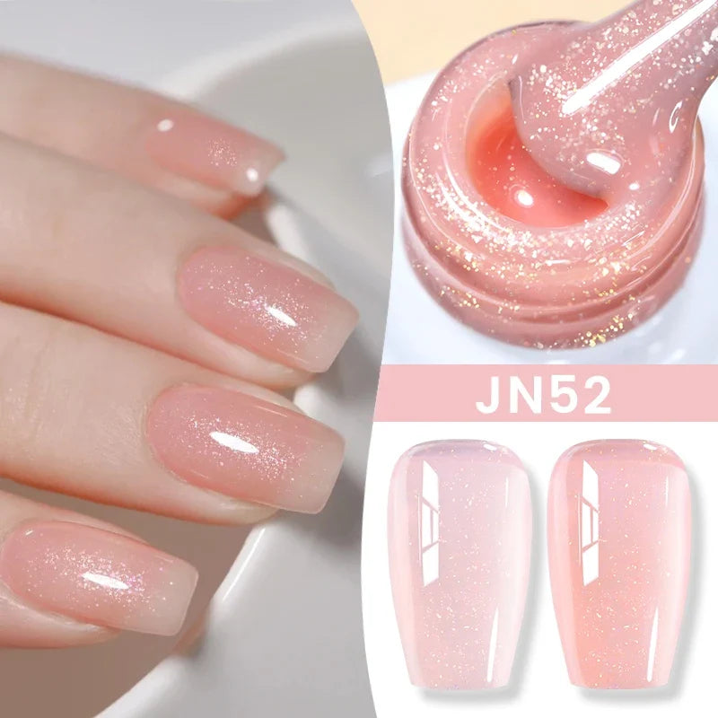Blushimmer Born Pretty Jelly Nude Gel Nail Polish in light pink peach, 10ml, translucent UV cure gel for nail art and DIY at home