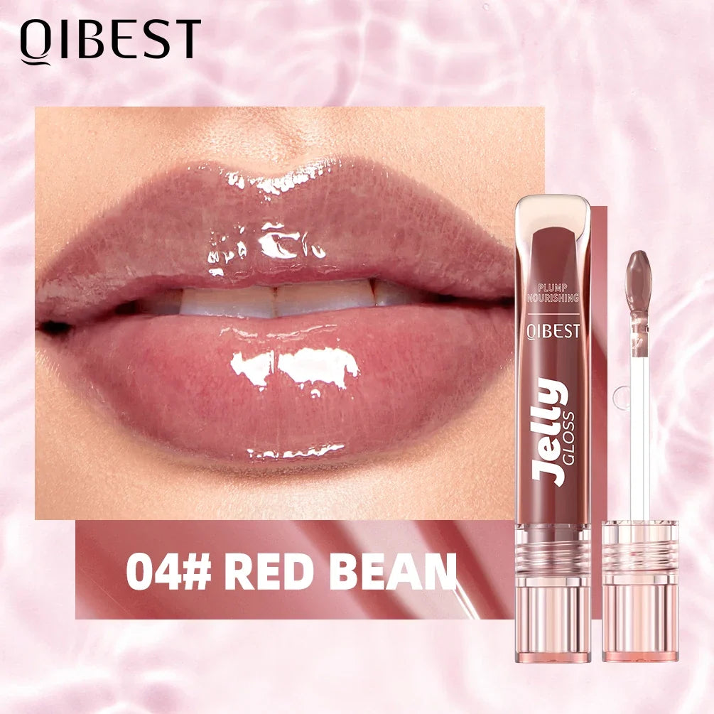 Blushimmer QIBEST mirror pearl jelly lip gloss with hydrating, lightweight, watery crystal finish and lasting moisture.