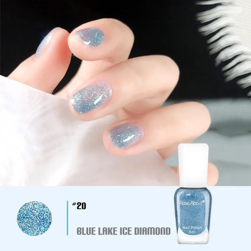 Blushimmer no bake water-based nail polish in 40 colors with glitter sequins, quick-drying and long-lasting nude nail polish