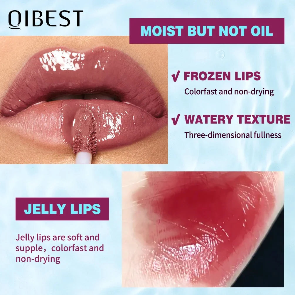 Blushimmer QIBEST hydrating crystal lip gloss with mirror water glaze, long-lasting moisturizing lip tint, shiny and smooth finish