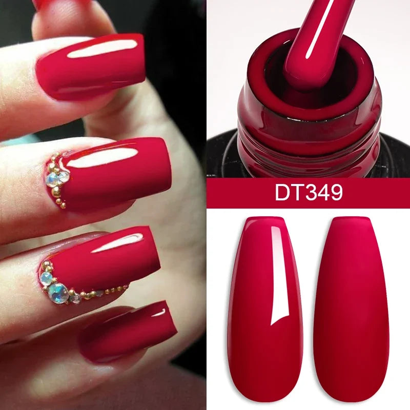Burgundy crimson nail gel polish in 7ml bottle by Blushimmer, high pigment, non-streak, long-lasting UV LED soak-off nail art gel