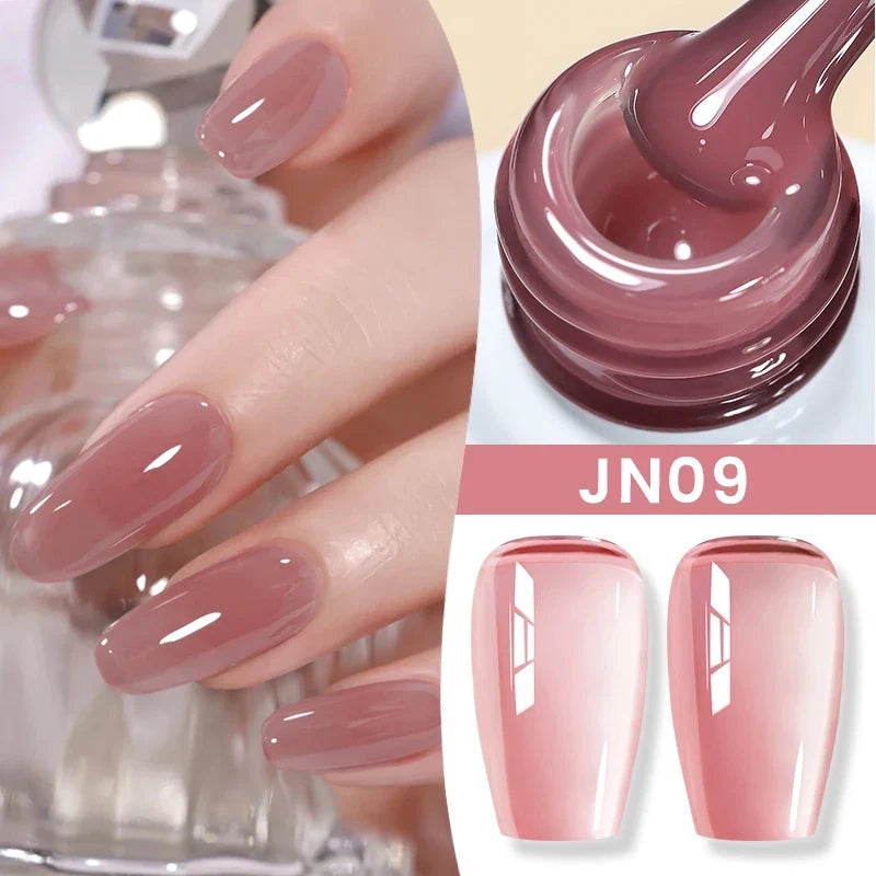 Blushimmer BORN PRETTY Jelly Nude Gel Nail Polish in light pink peach, translucent UV cure gel for DIY nail art at home