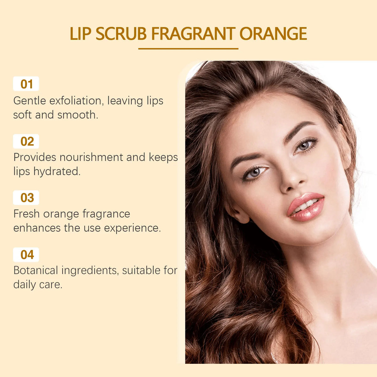 Blushimmer orange lip scrub with exfoliating and hydrating ingredients, softening, brightening, and removing dead skin from lips.