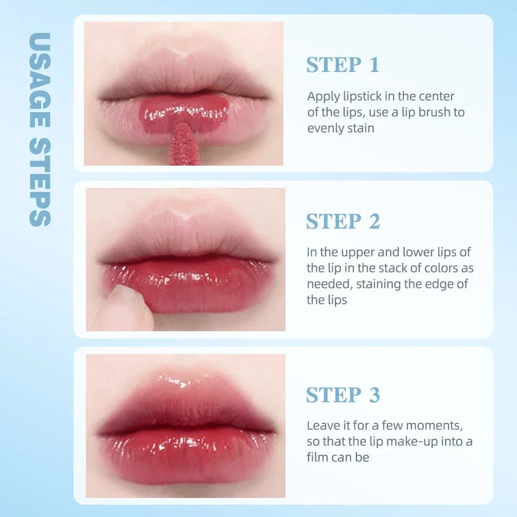 Blushimmer QIBEST hydrating crystal lip gloss with mirror water glaze finish, long-lasting moisturizing lip tint, and glossy shine.