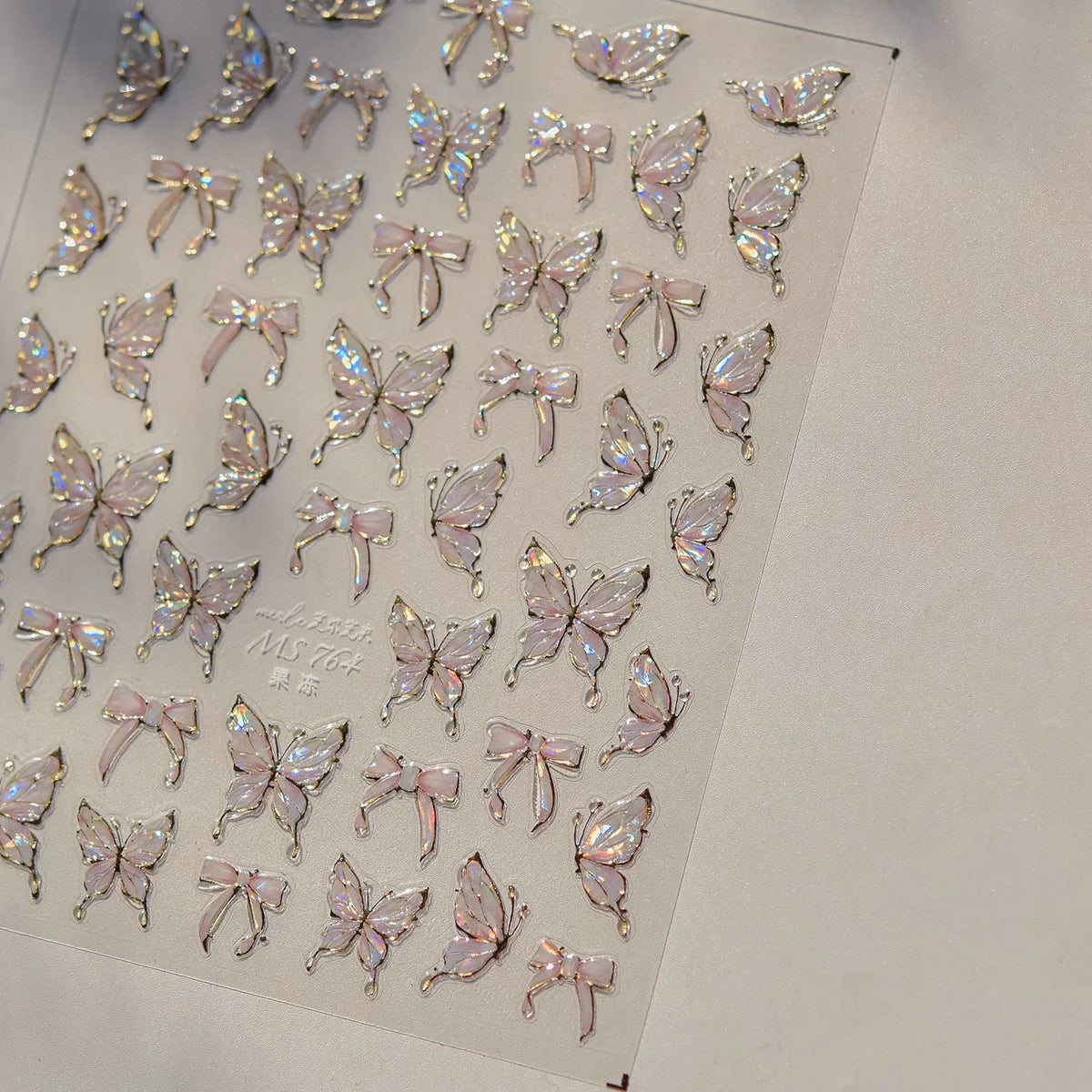 Shiny Jelly Butterfly 5D nail art sticker with rhinestones and insect design, perfect for DIY manicure decorations.
