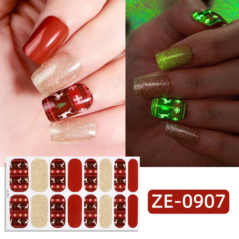Gradient cat eye style nail art stickers by Blushimmer, 16-piece set of waterproof, glitter false nail decals with self-adhesive backing.