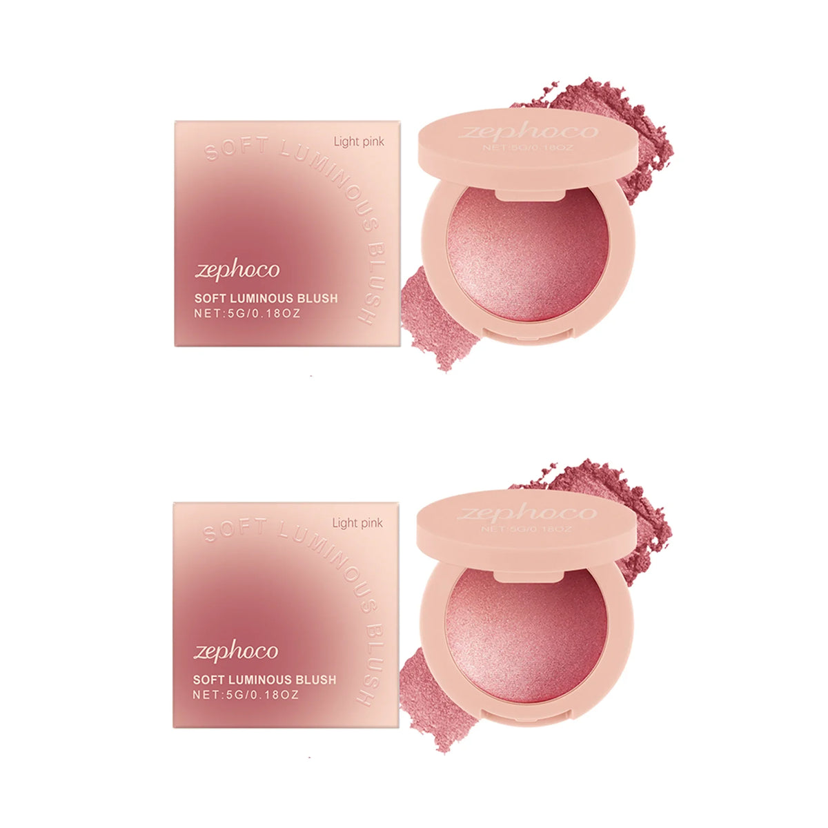 Blushimmer Pearl Blush with soft light pink powder for a natural, radiant finish and long-lasting, buildable color on the cheeks.