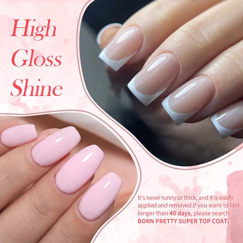 Blushimmer Born Pretty 15ml jelly nude rubber base gel in natural milky white for semi-permanent UV and LED gel nails.
