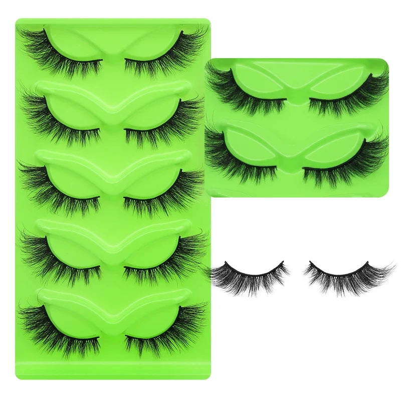 Blushimmer DINGSEN 5 pairs cat eye mink eyelashes with fluffy, wispy natural look strip lashes for a long, elegant cat eye style.