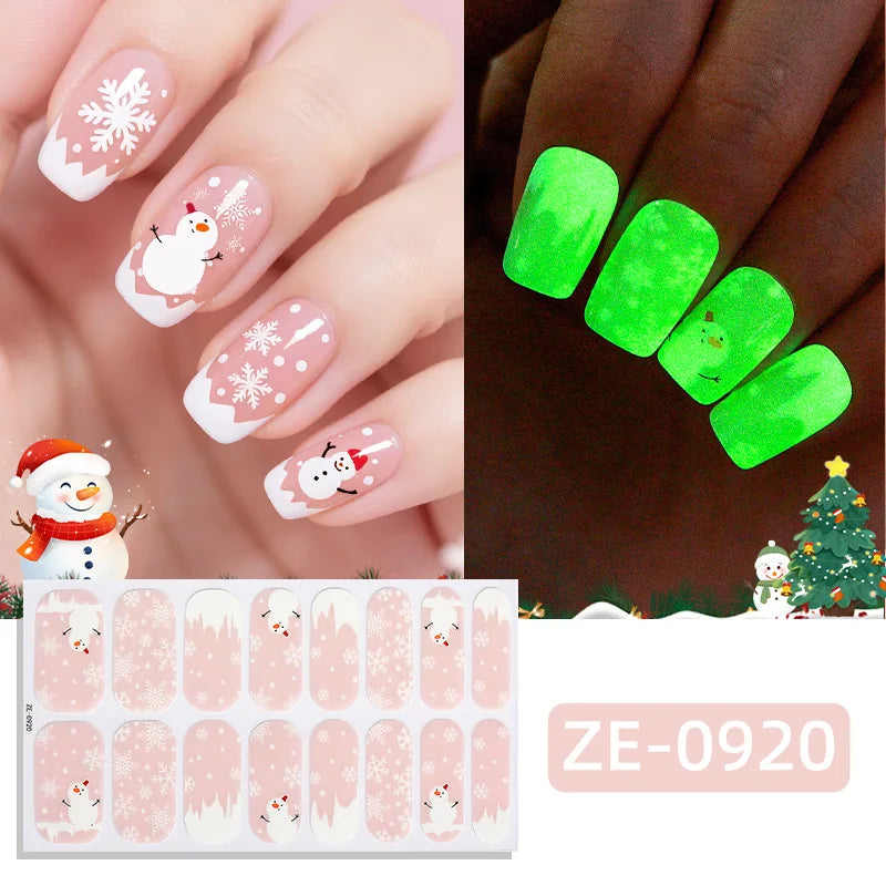 Gradient cat eye style nail art stickers set with 16 waterproof, self-adhesive glitter false nail decals by Blushimmer