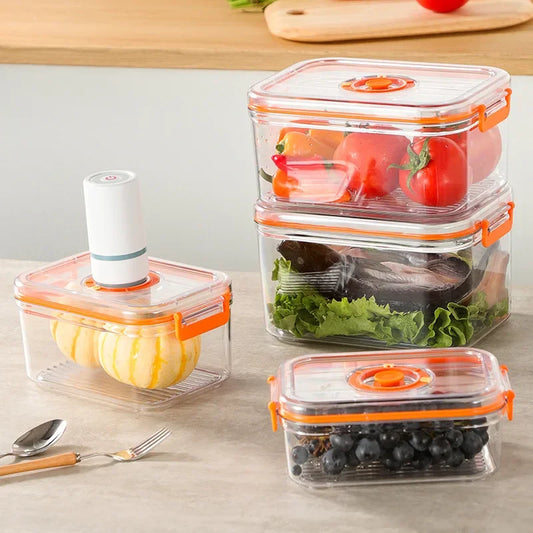 Vacuum Fresh-keeping Box Refrigerator Sealed Canister Microwavable Transparent Food Storage Container Kitchen Organizer Bento