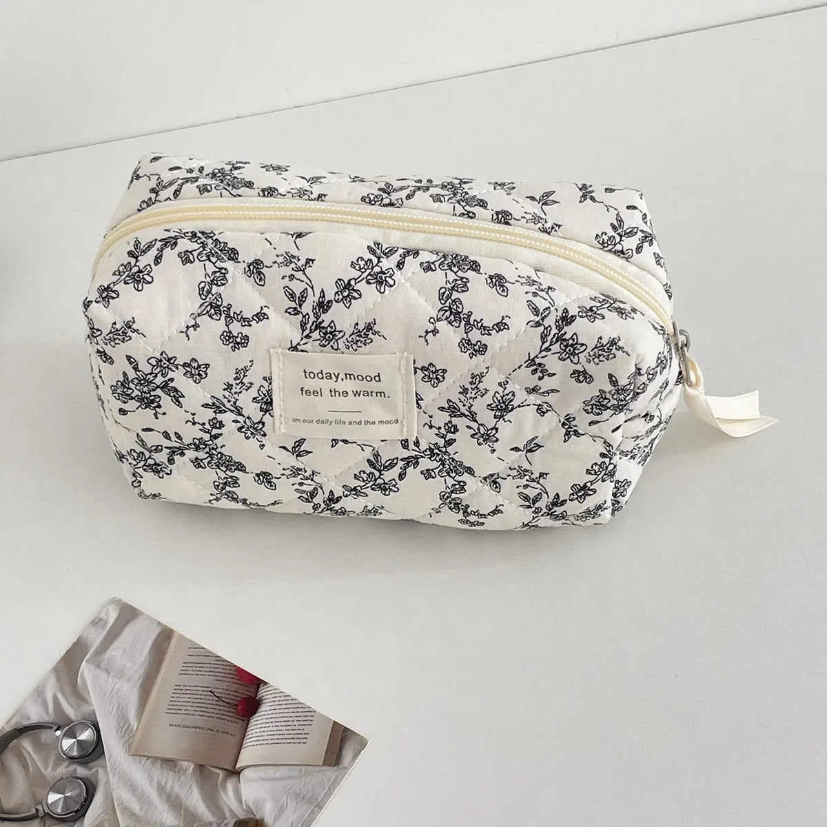 Large capacity Blushimmer makeup pouch with multiple compartments, ideal for cosmetics, travel, and organizing beauty essentials.